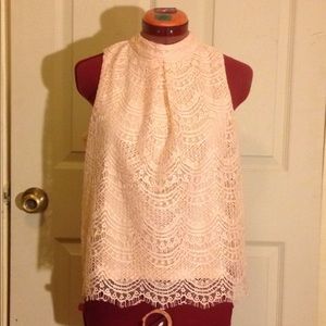 Haute Monde Peach Lace Blouse